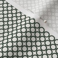 Round N Round: Forest Green & Cream Circle Grid, Geometric 