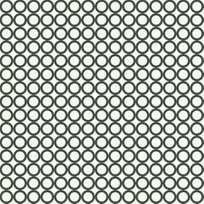 Round N Round: Forest Green & Cream Circle Grid, Geometric 