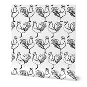 Chicken Coop! Roosters in Black and White (larger print)