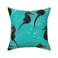  Seahorses Aqua Black