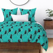  Seahorses Aqua Black