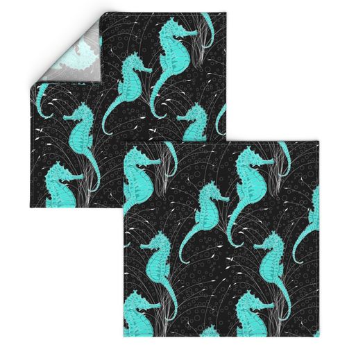  Seahorses Black Aqua