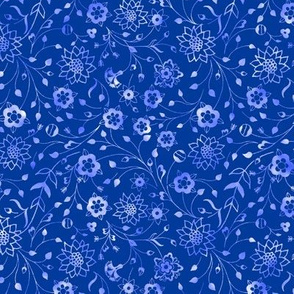 american small folk floral in blues