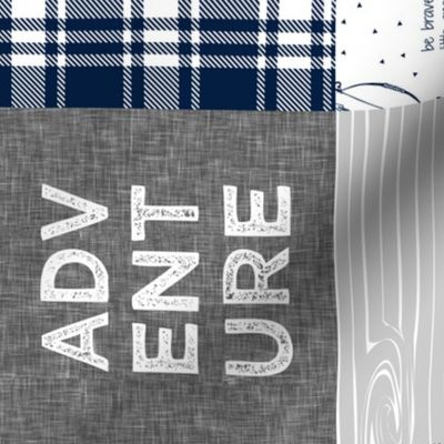 Adventure Patchwork Fabric   || navy grey dusty blue - buck (90) C19BS