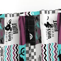 Motocross//A little dirt never hurt//Purple & Aqua - Wholecloth cheater quilt - Rotated