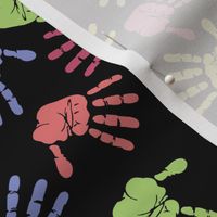 Colorful Hand Prints Black