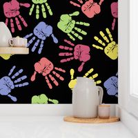 Colorful Hand Prints Black