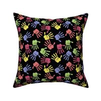 Colorful Hand Prints Black