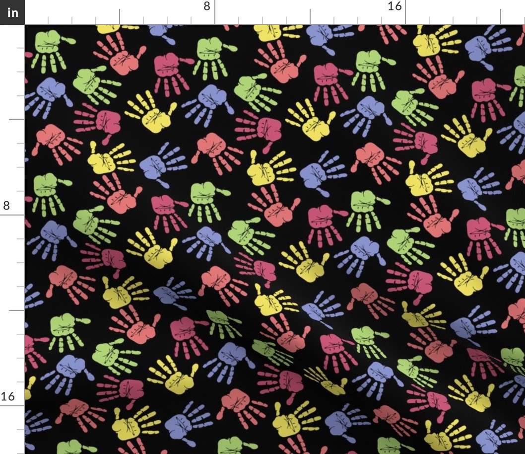 Colorful Hand Prints Black