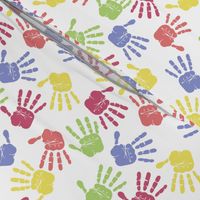 Colorful hand prints white