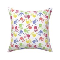 Colorful hand prints white