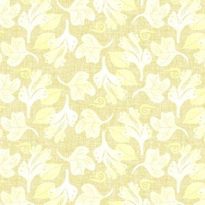 Scattered Cream Leaves on Linen Look
