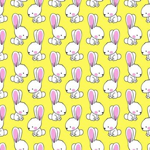 (1.75" scale) bunnies - spring easter fabric - yellow  LAD19BS