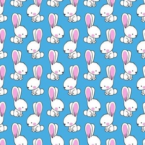 (1.75" scale) bunnies - spring easter fabric - blue LAD19BS