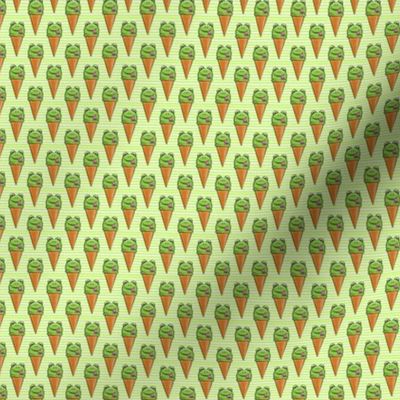 (micro scale) frog icecream cones on green stripes C19BS