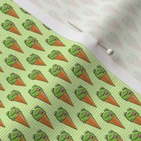 (micro scale) frog icecream cones on green stripes C19BS