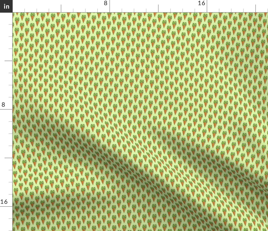 (micro scale) frog icecream cones on green stripes C19BS