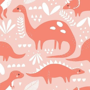 colorful dinosaurs // coral and blush