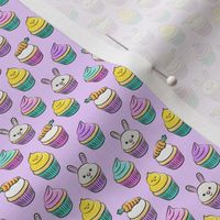(micro scale) Easter cupcakes - bunny chicks carrots spring sweets - purple LAD19BS