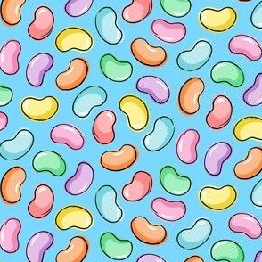 Pastel Jelly Beans on Blue