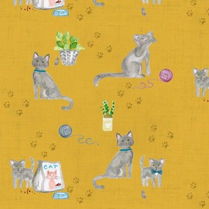 hey cat! russian blue on gold