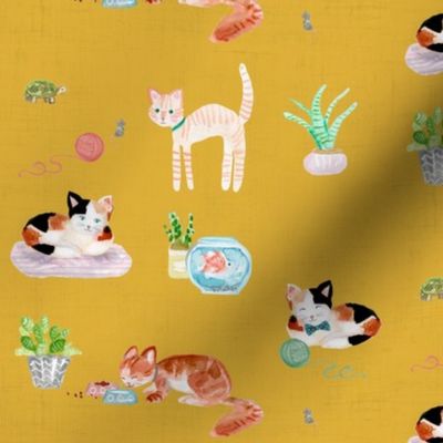 hey cat! calico on gold