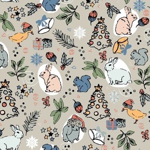 Preppy Christmas holiday animal motives pattern