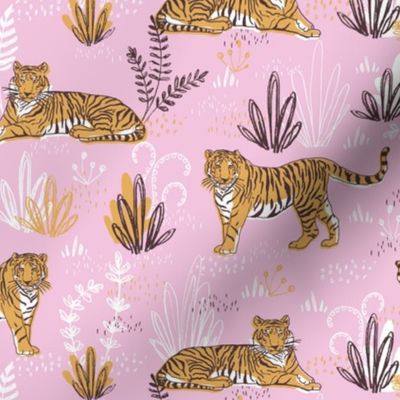 Modern pink tiger pattern