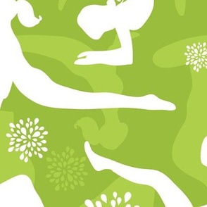 Green Yoga Poses Silhouettes