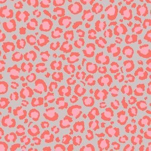 Coral Leopard Print with Grey Background