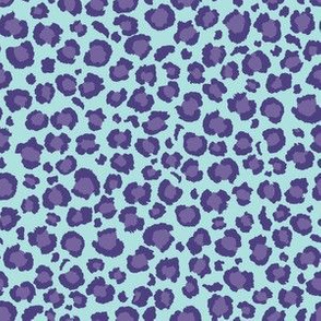 Leopard Print - Purple spots dots with Blue Background