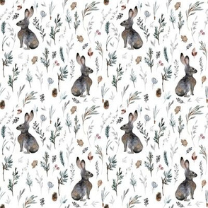 4" Woodland Bunnies // White