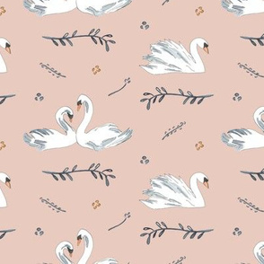 Royal Swans on Pink