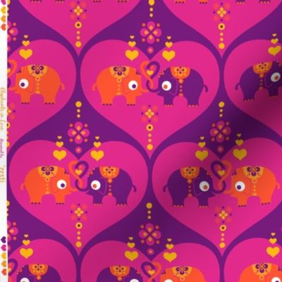 Elephants in Love Purple