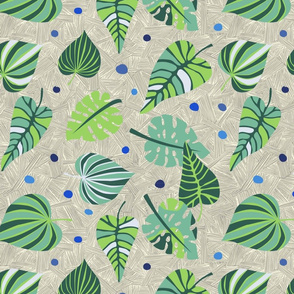 leafy paradise - blue dots