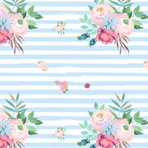 Flowers on Blue Stripe Smaller