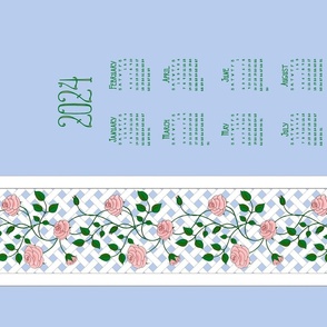 2024 Lattice Rose Calendar - blue
