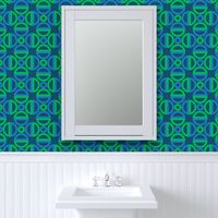 Circle mosaic burgundy blue green Wallpaper