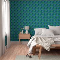 Circle mosaic burgundy blue green Wallpaper