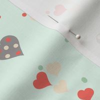 Polka Hearts on Mint