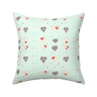 Polka Hearts on Mint