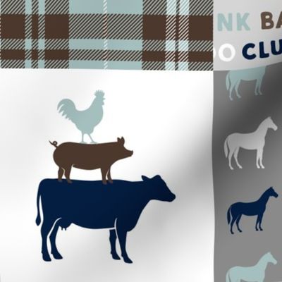 farm life - plaid wholecloth patchwork - navy brown and dusty blue C19BS
