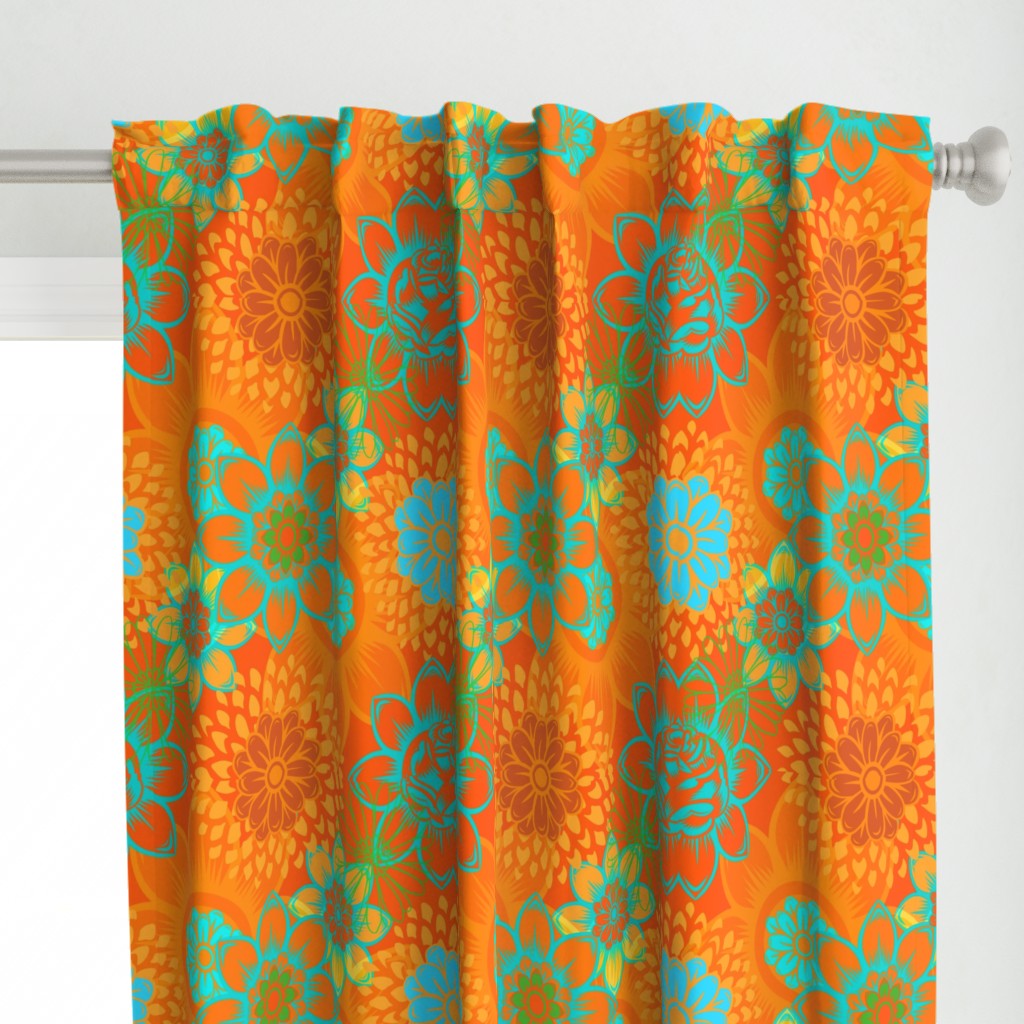 Orange Mod Floral