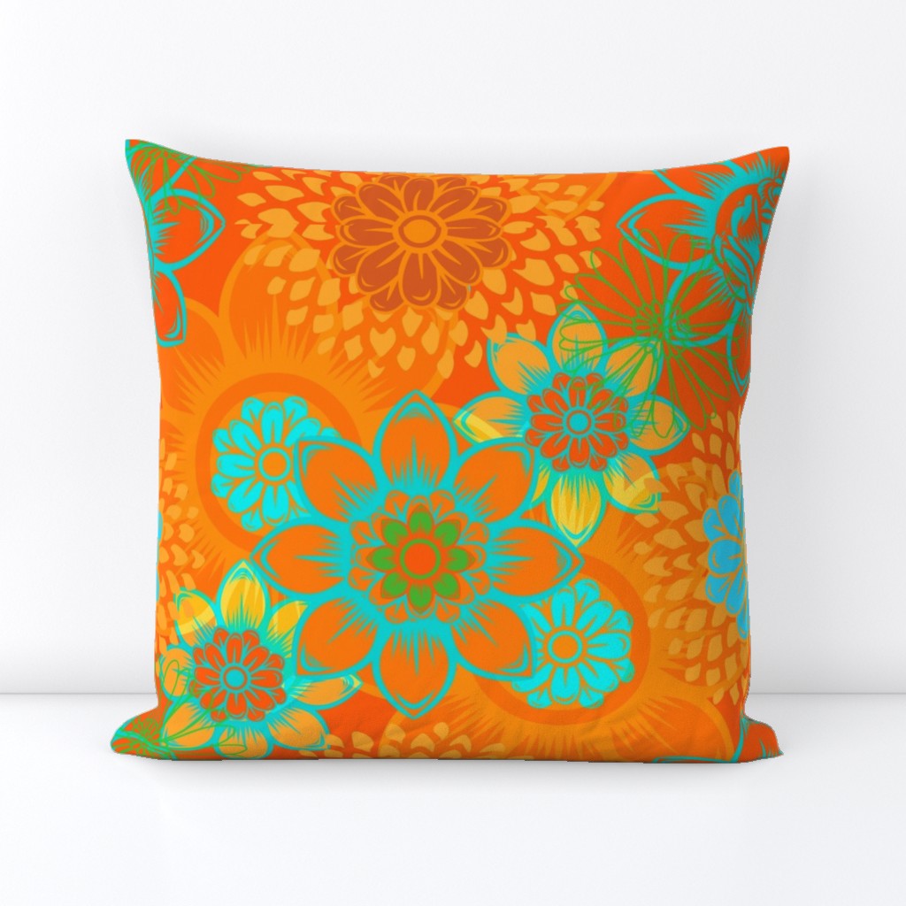 Orange Mod Floral