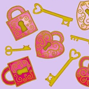 Unlock My Heart / vintage lock & key  -gold and Ombré locks   