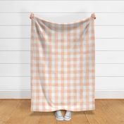 Peach Fuzz Watercolor Gingham - Large Scale - Buffalo Plaid Checkers Apricot Orange Pantone 2024 Color of the Year