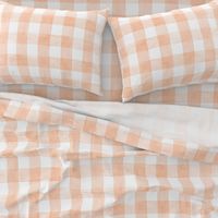 Peach Fuzz Watercolor Gingham - Large Scale - Buffalo Plaid Checkers Apricot Orange Pantone 2024 Color of the Year