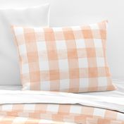 Peach Fuzz Watercolor Gingham - Large Scale - Buffalo Plaid Checkers Apricot Orange Pantone 2024 Color of the Year