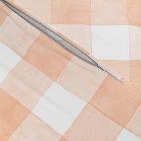 Peach Fuzz Watercolor Gingham - Large Scale - Buffalo Plaid Checkers Apricot Orange Pantone 2024 Color of the Year