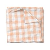 Peach Fuzz Watercolor Gingham - Large Scale - Buffalo Plaid Checkers Apricot Orange Pantone 2024 Color of the Year